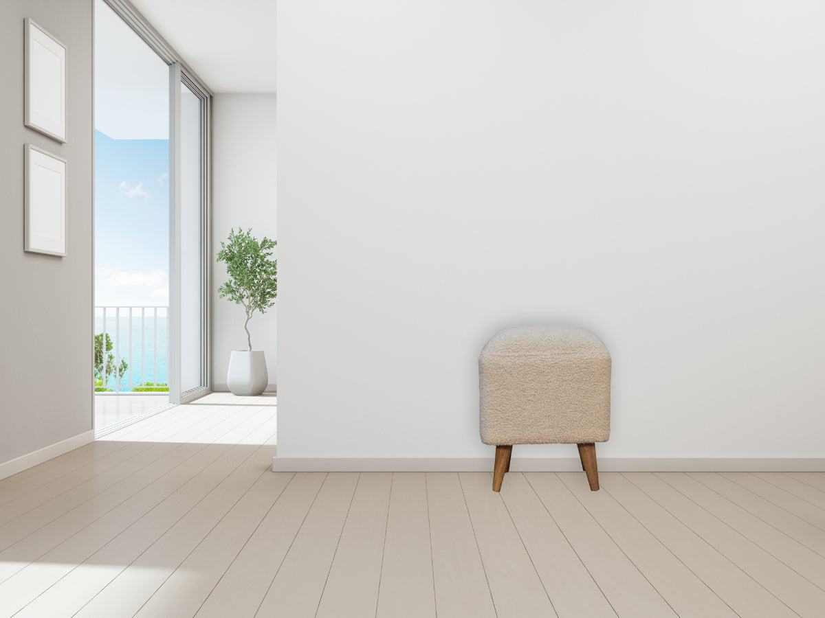 Scandi Cream Bouclé Bench
