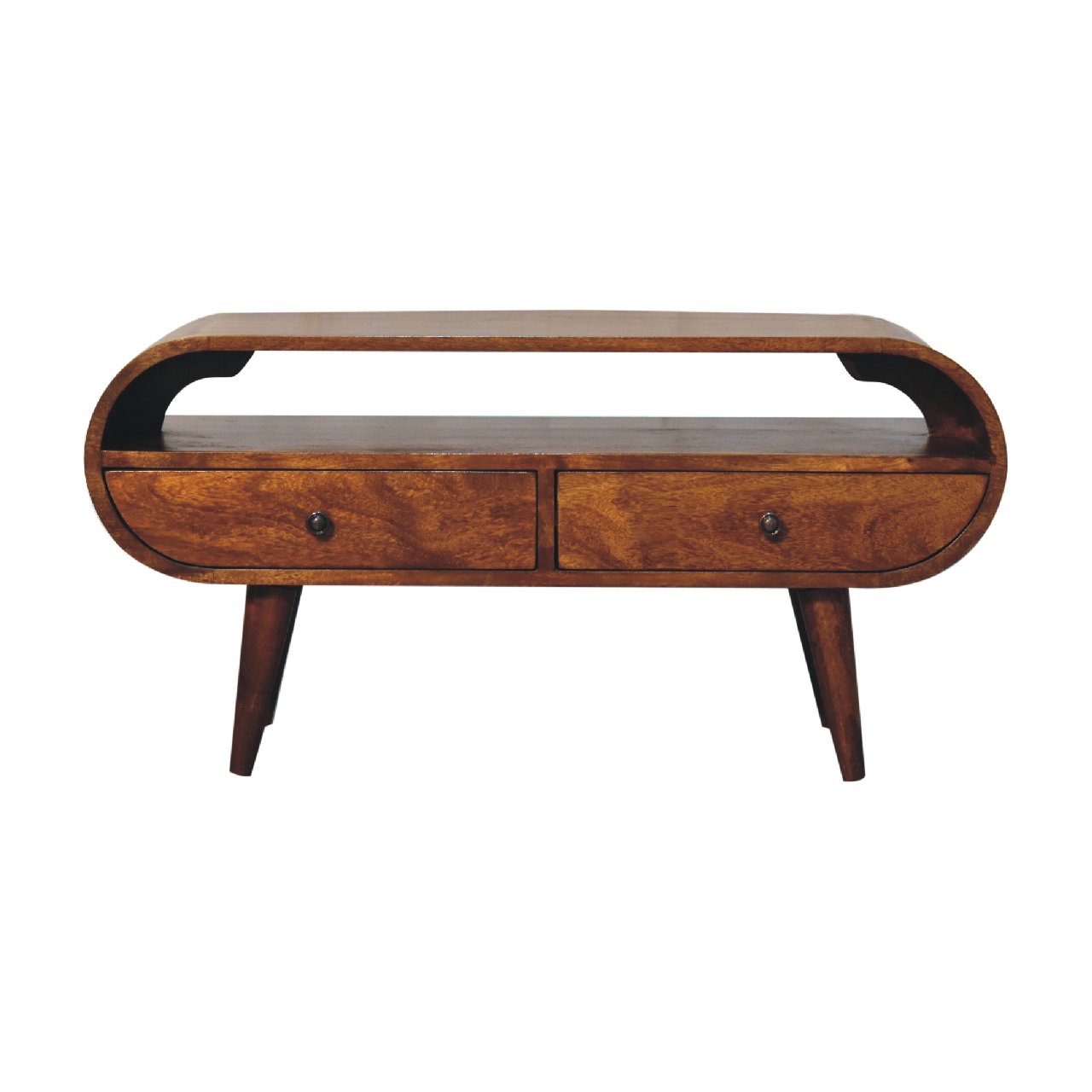 Curved Chestnut Media Console