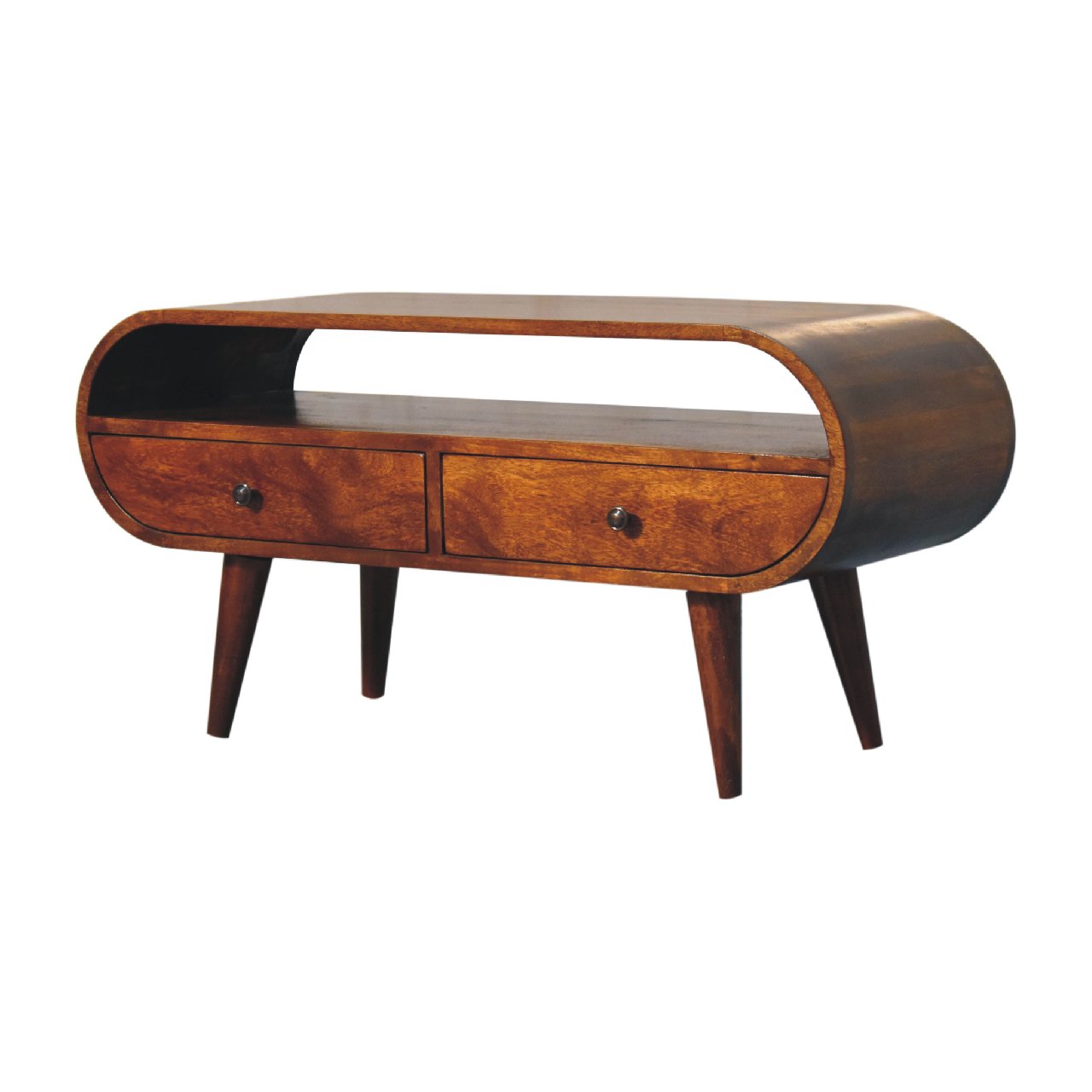 Curved Chestnut Media Console