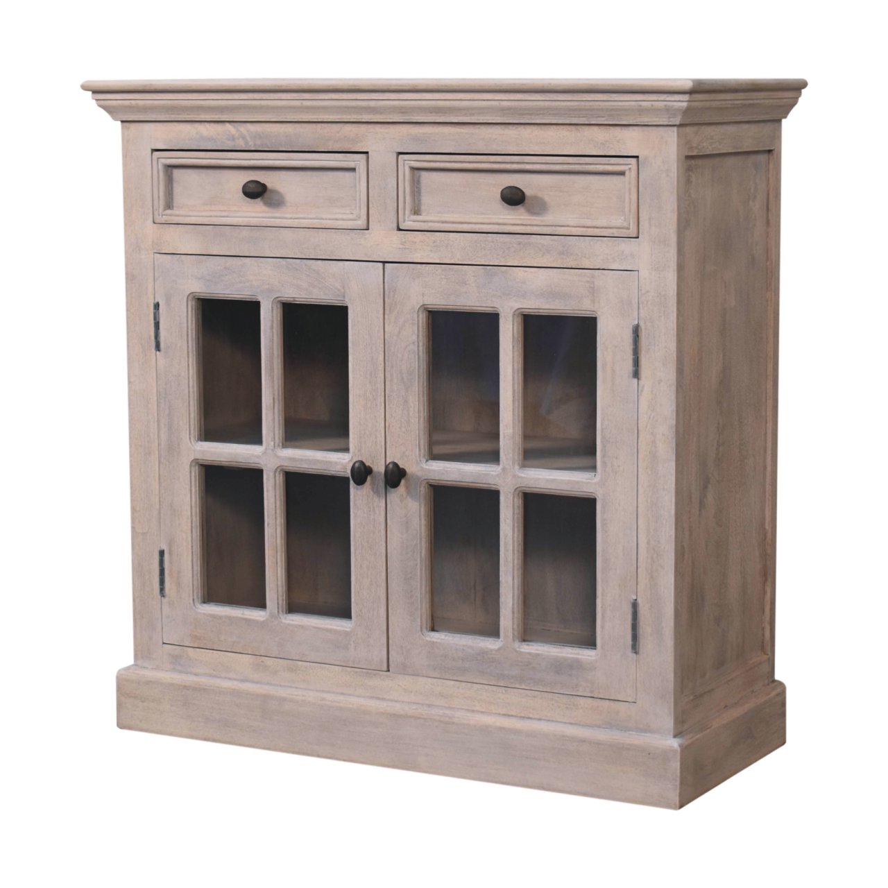 Glazed Stone-Finish Storage Cabinet