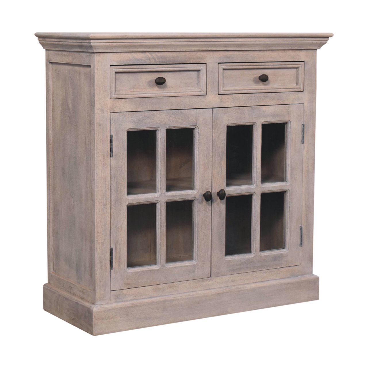 Glazed Stone-Finish Storage Cabinet