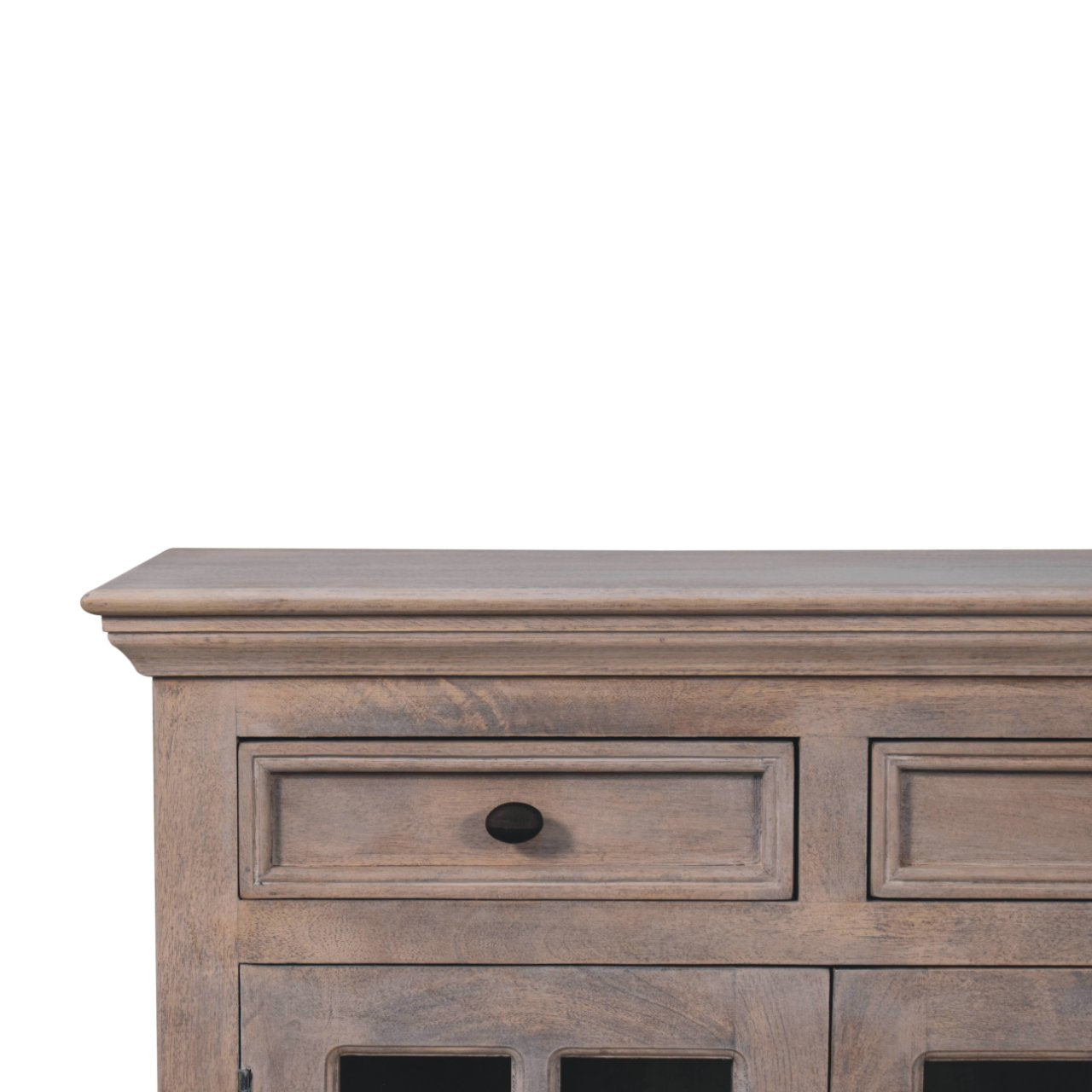 Glazed Stone-Finish Storage Cabinet