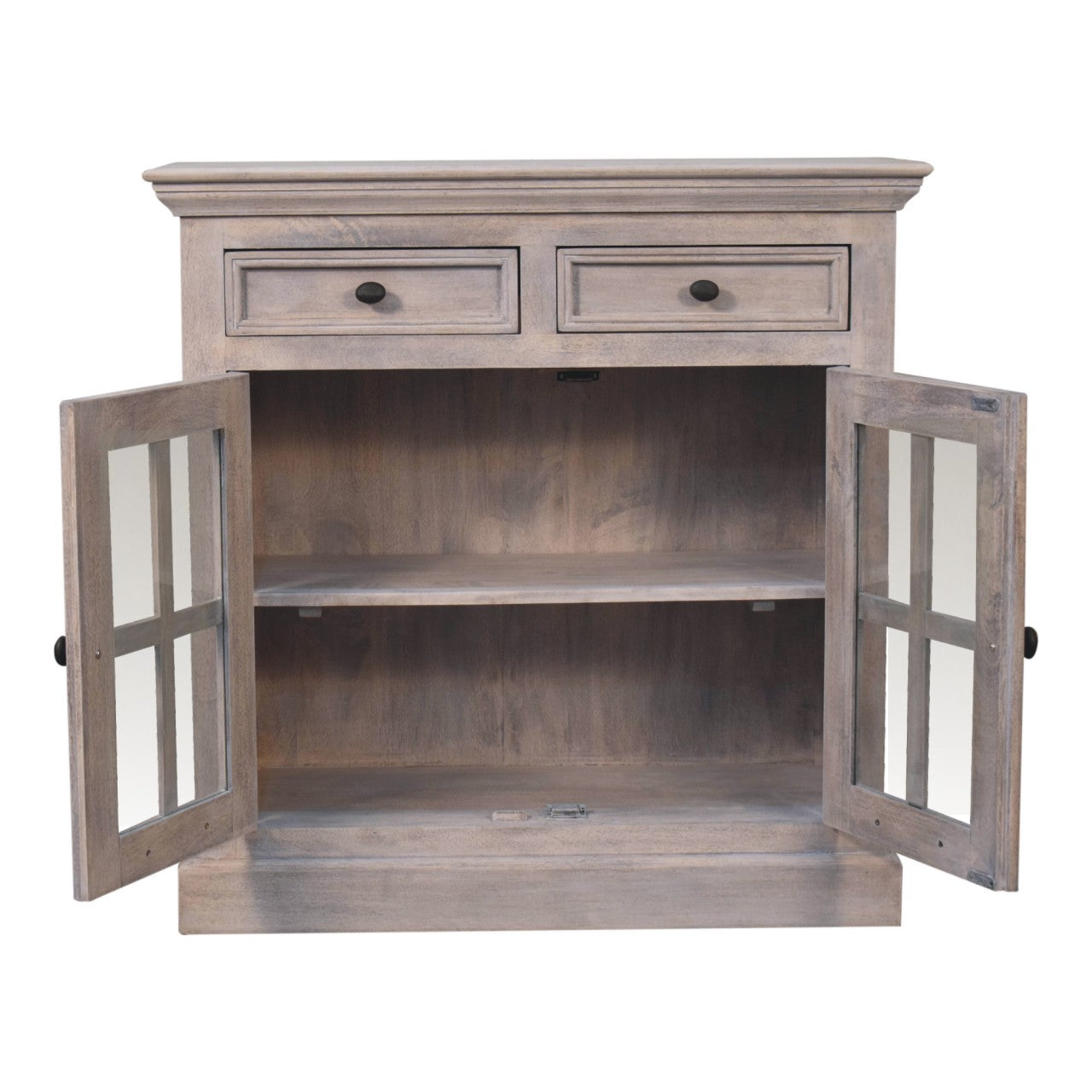 Glazed Stone-Finish Storage Cabinet