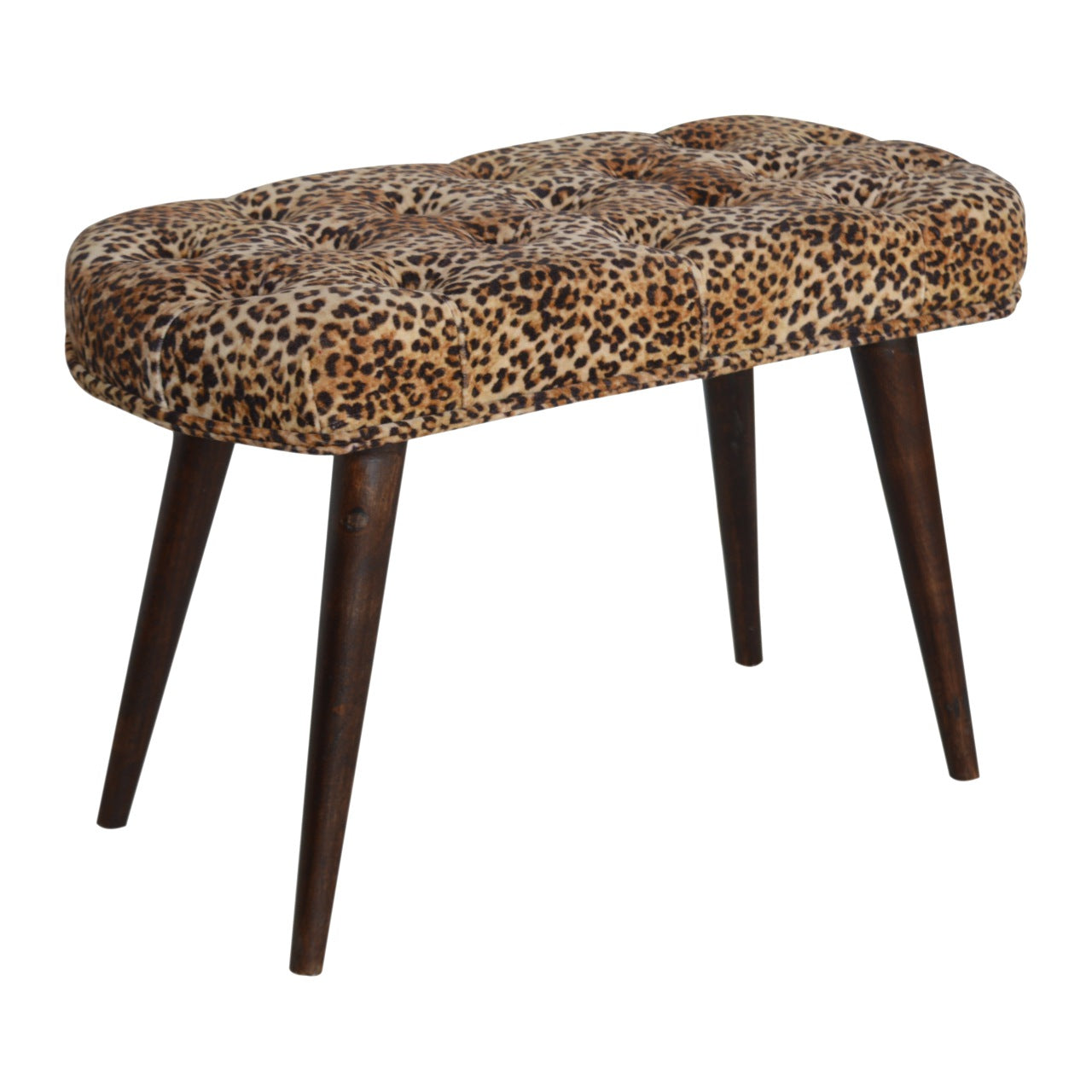 Savannah Leopard Velvet Bench