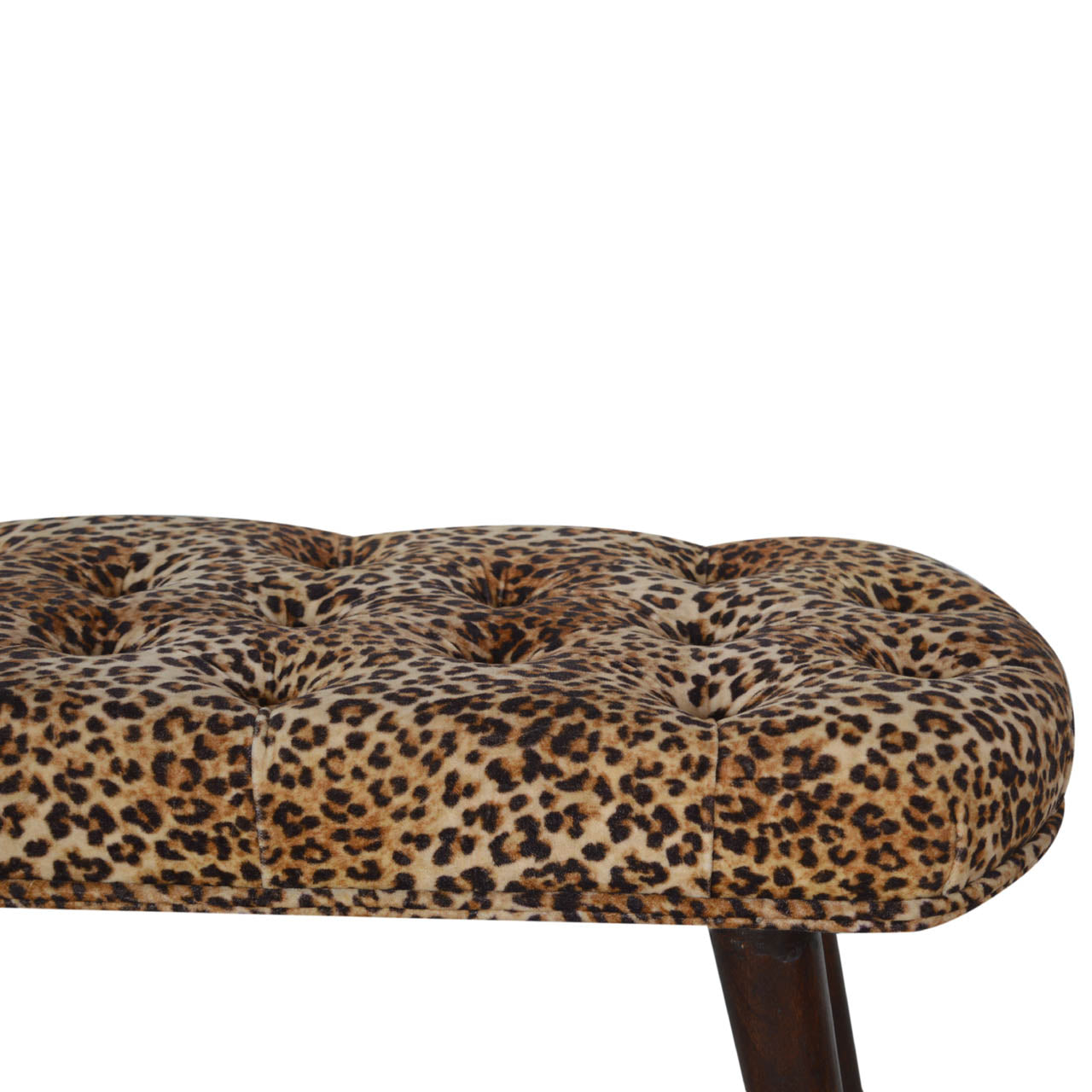 Savannah Leopard Velvet Bench