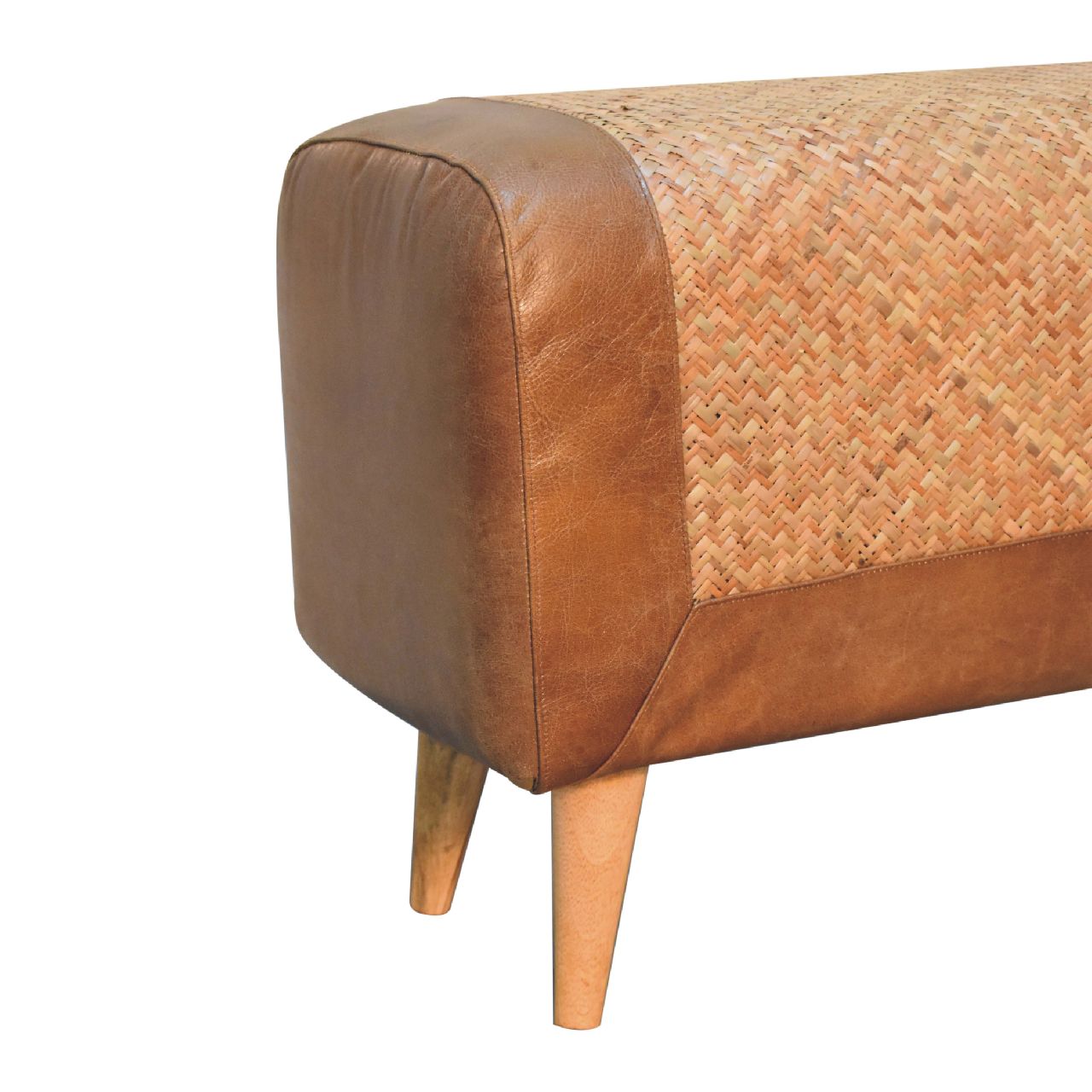 Seagrass & Buffalo Hide Nordic Bench