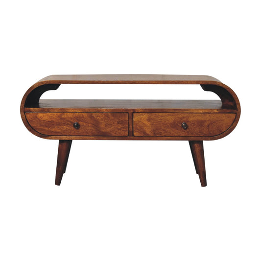 Curved Chestnut Media Console