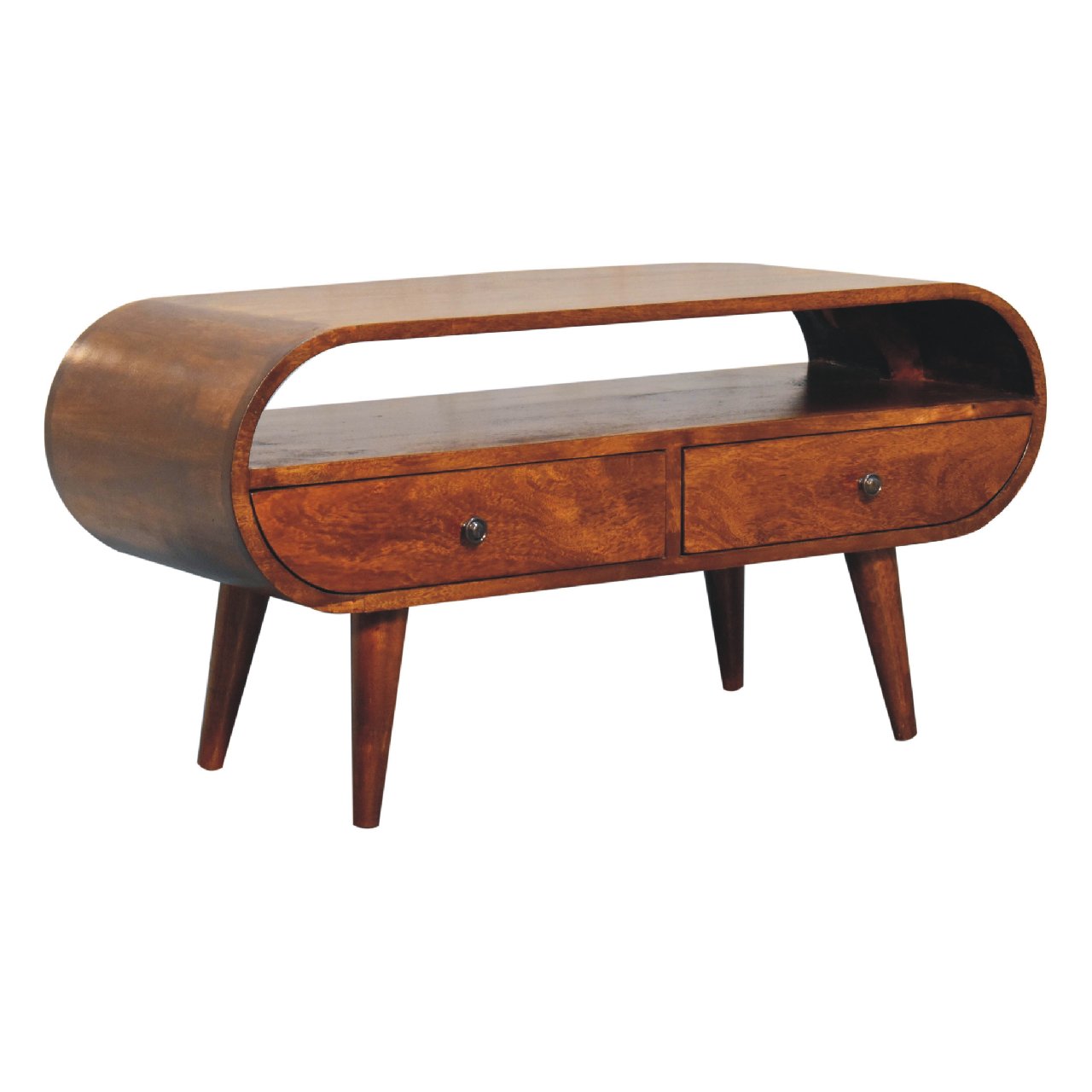 Curved Chestnut Media Console