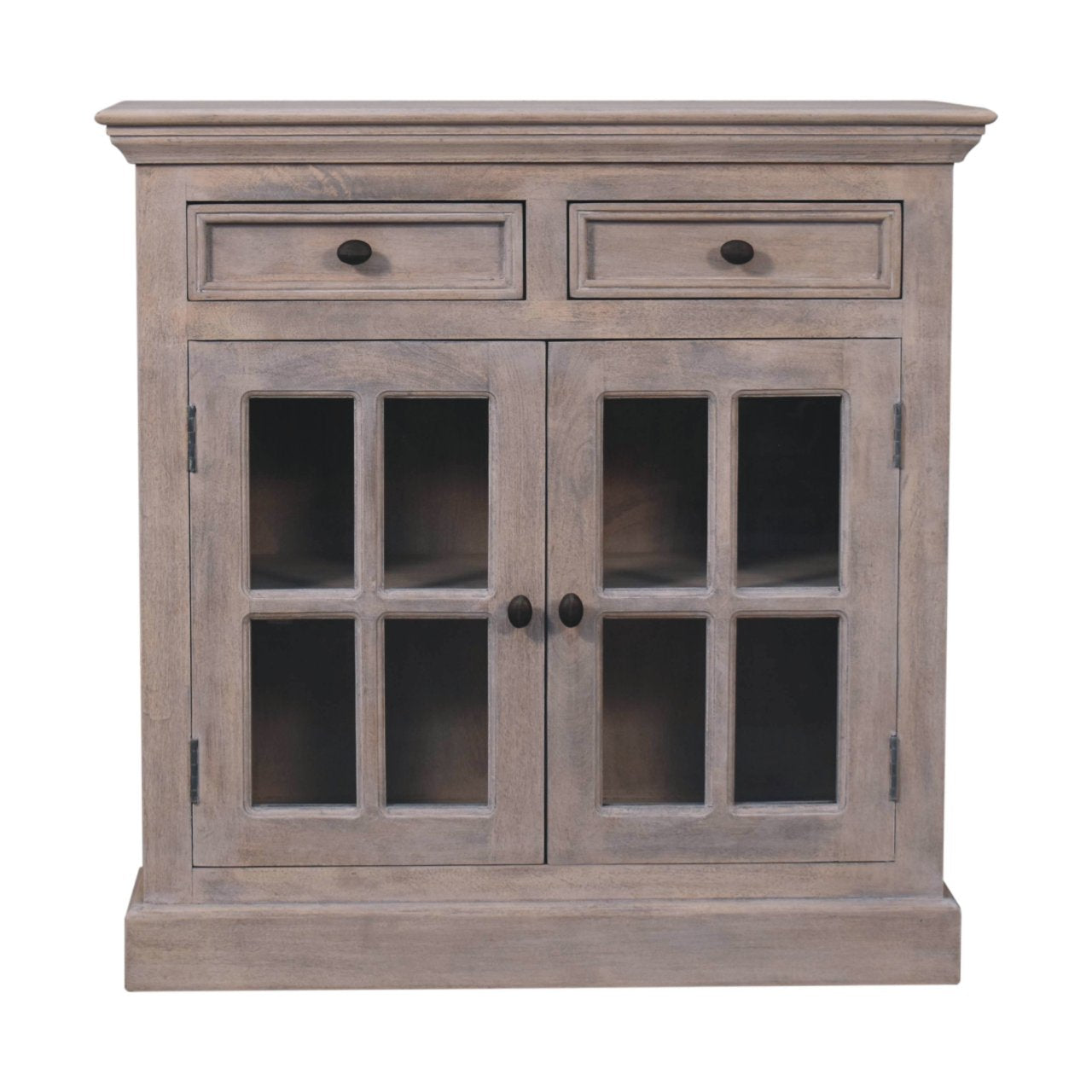 Glazed Stone-Finish Storage Cabinet