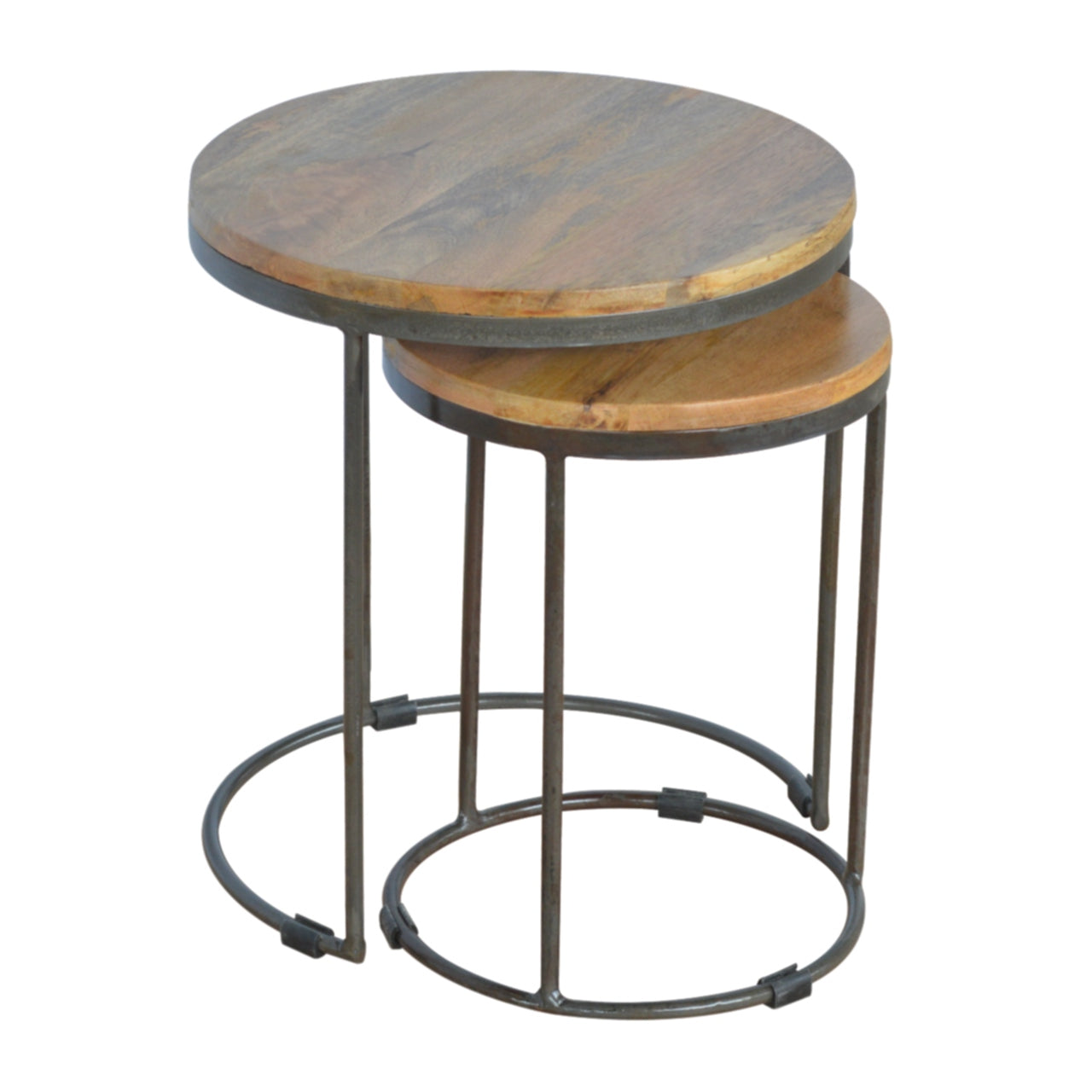 Industrial Oak Nesting Stools (Set of 2)