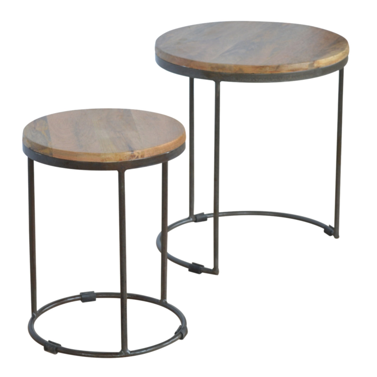 Industrial Oak Nesting Stools (Set of 2)