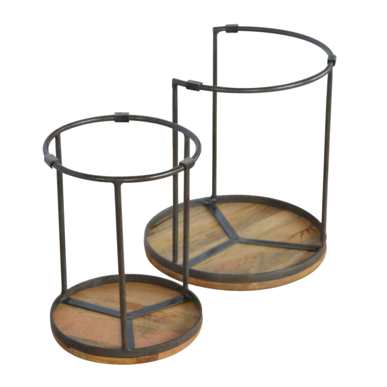 Industrial Oak Nesting Stools (Set of 2)